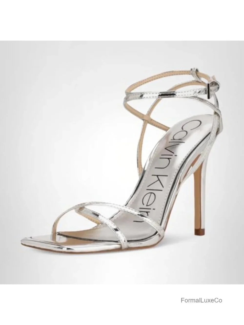 Sleek Stiletto Heeled Sandal with Square Toe and Ankle Strap